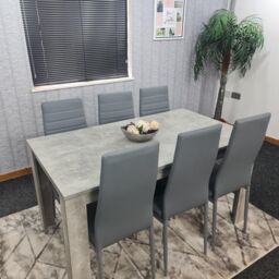 KOSY KOALA Dining Table & 6 Chairs Stone Grey Effect Kitchen Dining Set for 6 - Size: 140 cm x 80 cm - thumbnail 6