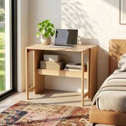 EONLION Natural Folding Desk Small Computer Table - Size: 100 cm - thumbnail 3