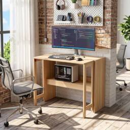 EONLION Natural Folding Desk Small Computer Table - Size: 100 cm - thumbnail 4