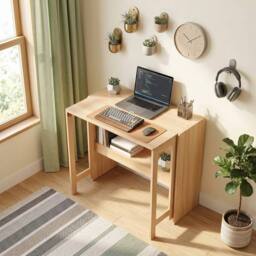 EONLION Natural Folding Desk Small Computer Table - Size: 100 cm