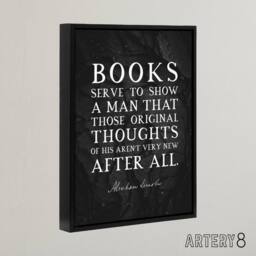 "Artery8 Abraham Lincoln Books Slate Quote Framed Canvas Wall Art Print in Grey - Size: W12"" x H16""" - thumbnail 2