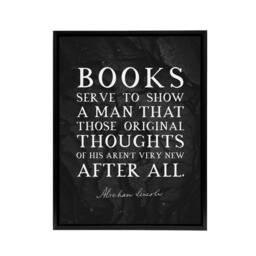 "Artery8 Abraham Lincoln Books Slate Quote Framed Canvas Wall Art Print in Grey - Size: W12"" x H16""" - thumbnail 1