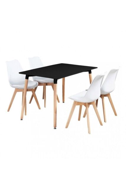 Life Interiors 5PCs Dining Set - a Halo Dining Table & Set of 4 Lorenzo Tulip chairs with Padded Seat in White