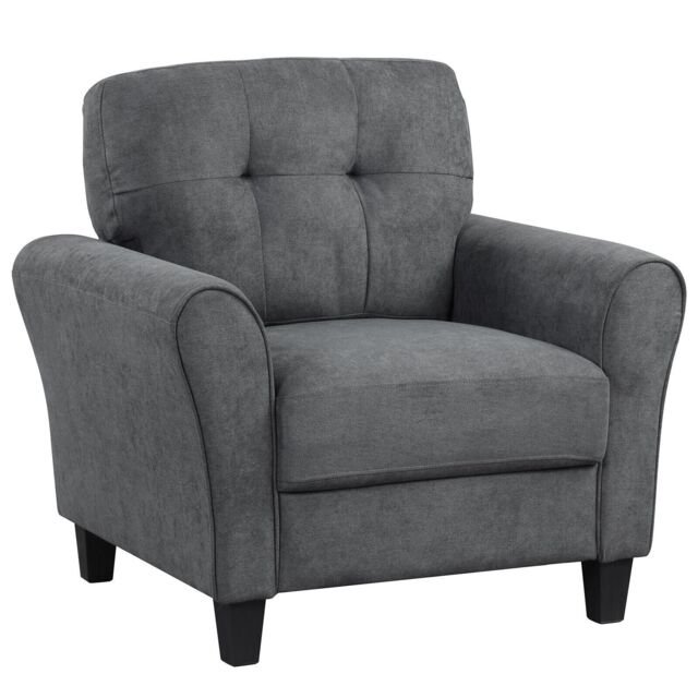 Costway Single Sofa Seat Fabric Upholstered Living Room Chair With Removable Cushion in Grey - image 1
