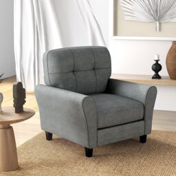 Costway Single Sofa Seat Fabric Upholstered Living Room Chair With Removable Cushion in Grey - thumbnail 3