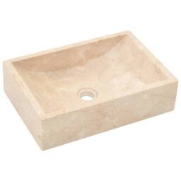 Berkfield Home Bathroom Vanity Cabinet with Cream Marble Sinks Solid Wood Teak in Beige - thumbnail 5