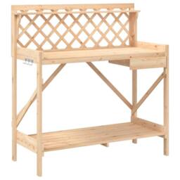Berkfield Home Potting Bench with Trellis Solid Wood Fir in Light Brown - thumbnail 3