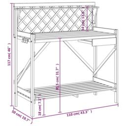 Berkfield Home Potting Bench with Trellis Solid Wood Fir in Light Brown - thumbnail 9
