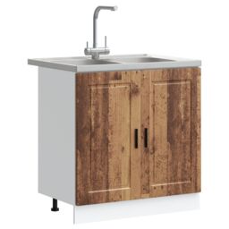 "Berkfield Home Sink Base Cabinet¬†""Porto"" with Sink Old Wood 80x46x84, 5 cm¬†Engineered Wood in Brown" - thumbnail 3