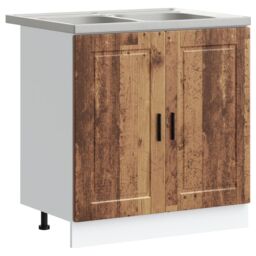 "Berkfield Home Sink Base Cabinet¬†""Porto"" with Sink Old Wood 80x46x84, 5 cm¬†Engineered Wood in Brown" - thumbnail 2