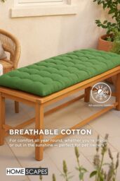Homescapes Garden Bench Cushion Luxury 2 Seater Cotton Indoor Outdoor Pad, 108 x 42cm in Dark Olive - Size: 108 x 42 cm - thumbnail 5