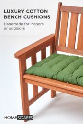 Homescapes Garden Bench Cushion Luxury 2 Seater Cotton Indoor Outdoor Pad, 108 x 42cm in Dark Olive - Size: 108 x 42 cm - thumbnail 2