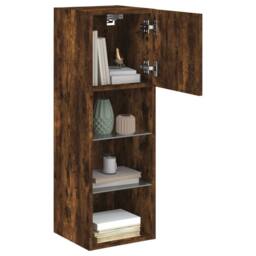 Berkfield Home TV Cabinet with LED Lights Smoked Oak 30.5x30x90 cm in Brown - thumbnail 6
