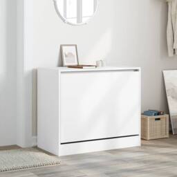 Berkfield Home Shoe Cabinet White 80x42x69 cm Engineered Wood - Size: 80 x 42 x 69 cm - thumbnail 1