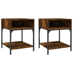 Berkfield Home Bedside Tables 2 pcs Smoked Oak 40x41x50 cm Engineered Wood in Brown - Size: 40 x 41 x 50 cm - thumbnail 1