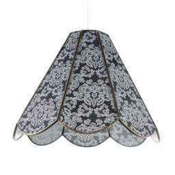 Happy Homewares Classic Traditional White Floral Glass Pendant Ceiling Lighting Shade - thumbnail 2