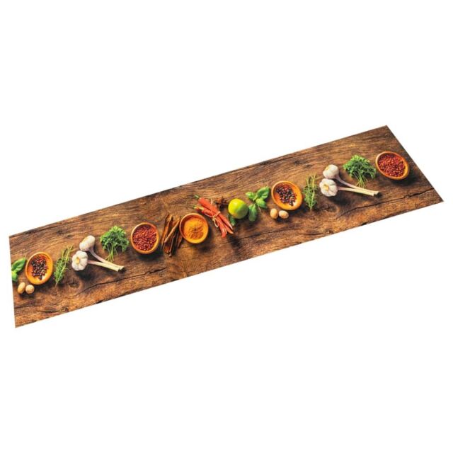 Berkfield Home Kitchen Rug Washable Spices 60x180 cm Velvet in Brown - image 1
