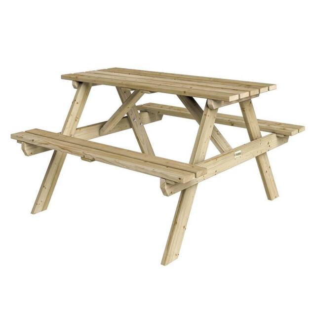 Rowlinsons 4 Feet Traditional Outdoor 4 Seater Picnic Table, L120 x W120 x H71 cm in Natural - image 1