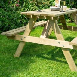 Rowlinsons 4 Feet Traditional Outdoor 4 Seater Picnic Table, L120 x W120 x H71 cm in Natural - thumbnail 4