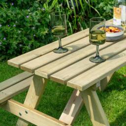 Rowlinsons 4 Feet Traditional Outdoor 4 Seater Picnic Table, L120 x W120 x H71 cm in Natural - thumbnail 5