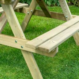 Rowlinsons 4 Feet Traditional Outdoor 4 Seater Picnic Table, L120 x W120 x H71 cm in Natural - thumbnail 6