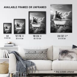 "Artery8 Grizzly Bear Mountain Bathtub Black White Surreal Framed Art Print in Grey - Size: W12"" x H16""" - thumbnail 3