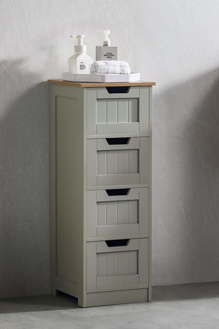 Home Discount Bath Vida Priano 4 Drawer Freestanding Unit Bathroom Storage in Grey - image 1