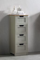 Home Discount Bath Vida Priano 4 Drawer Freestanding Unit Bathroom Storage in Grey