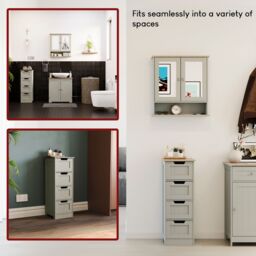 Home Discount Bath Vida Priano 4 Drawer Freestanding Unit Bathroom Storage in Grey - thumbnail 8