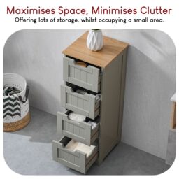 Home Discount Bath Vida Priano 4 Drawer Freestanding Unit Bathroom Storage in Grey - thumbnail 6