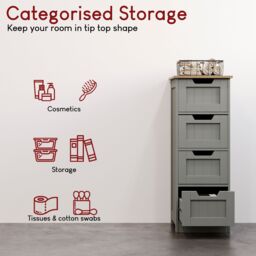 Home Discount Bath Vida Priano 4 Drawer Freestanding Unit Bathroom Storage in Grey - thumbnail 7