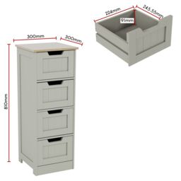 Home Discount Bath Vida Priano 4 Drawer Freestanding Unit Bathroom Storage in Grey - thumbnail 3
