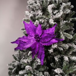 Samuel Alexander 76cm Purple Velvet Poinsettia Stem with Glitter Christmas Decoration - thumbnail 3