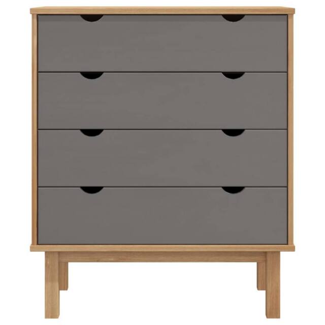Berkfield Home Beautiful Drawer Cabinet OTTA Brown&Grey 76.5x39.5x90cm Solid Woo in Grey - Size: 76.5x39.5x90 cm - image 1