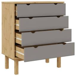 Berkfield Home Beautiful Drawer Cabinet OTTA Brown&Grey 76.5x39.5x90cm Solid Woo in Grey - Size: 76.5x39.5x90 cm - thumbnail 5