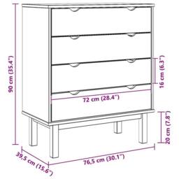 Berkfield Home Beautiful Drawer Cabinet OTTA Brown&Grey 76.5x39.5x90cm Solid Woo in Grey - Size: 76.5x39.5x90 cm - thumbnail 9