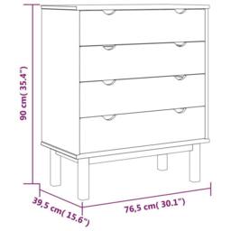 Berkfield Home Beautiful Drawer Cabinet OTTA Brown&Grey 76.5x39.5x90cm Solid Woo in Grey - Size: 76.5x39.5x90 cm - thumbnail 6