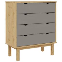 Berkfield Home Beautiful Drawer Cabinet OTTA Brown&Grey 76.5x39.5x90cm Solid Woo in Grey - Size: 76.5x39.5x90 cm - thumbnail 3
