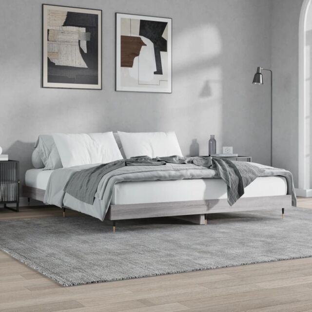 Berkfield Home Bed Frame Grey Sonoma 120x200 cm Engineered Wood - Size: Small Double - image 1
