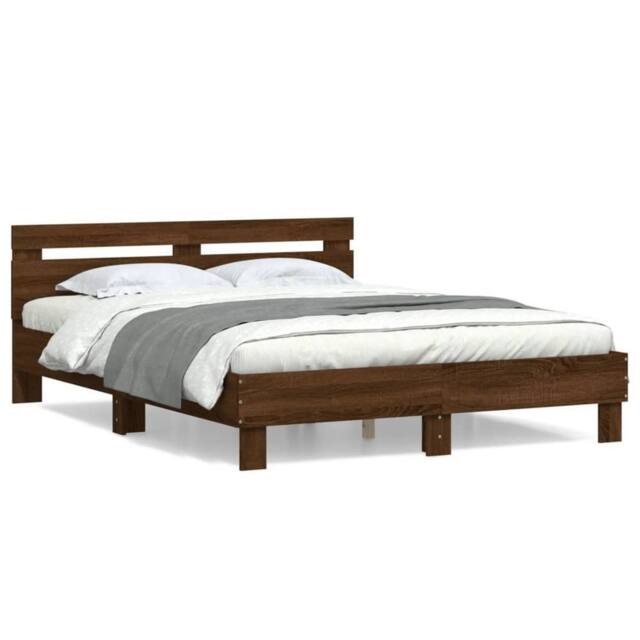 Berkfield Home Bed Frame without Mattress Brown Oak 150x200 cm King Size - image 1