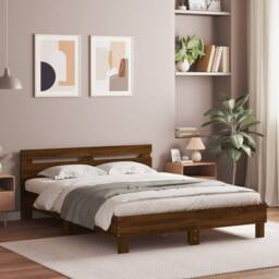 Berkfield Home Bed Frame without Mattress Brown Oak 150x200 cm King Size - thumbnail 2