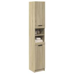 Berkfield Home Bathroom Cabinet Sonoma Oak 32x34x188.5 cm Engineered Wood in Light Oak - thumbnail 3