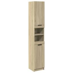 Berkfield Home Bathroom Cabinet Sonoma Oak 32x34x188.5 cm Engineered Wood in Light Oak - thumbnail 1