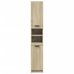 Berkfield Home Bathroom Cabinet Sonoma Oak 32x34x188.5 cm Engineered Wood in Light Oak - thumbnail 4