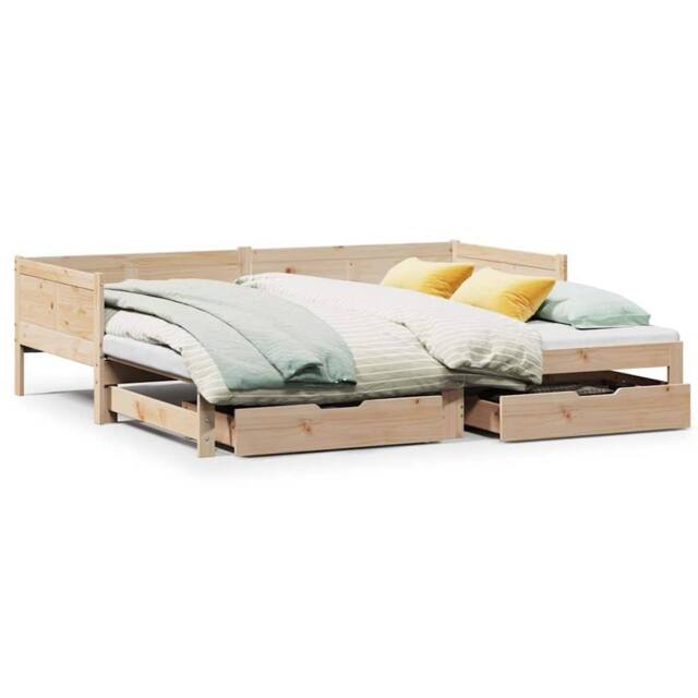Berkfield Home Daybed with Trundle & Drawers without Mattress 90x190 cm Single in Light Tan - image 1