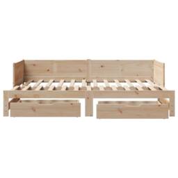 Berkfield Home Daybed with Trundle & Drawers without Mattress 90x190 cm Single in Light Tan - thumbnail 4