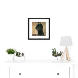 Artery8 Egon Schiele The Hermits Painting 8X8 Inch Square Wooden Framed Wall Art Print Picture with Mount in Black - thumbnail 2