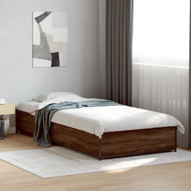 Berkfield Home Bed Frame without Mattress Brown Oak 100x200 cm - image 1