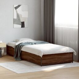 Berkfield Home Bed Frame without Mattress Brown Oak 100x200 cm - thumbnail 1