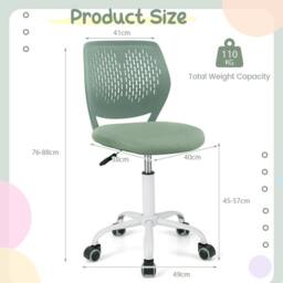 Costway Kids Desk Chair Ergonomic Adjustable Children Study Chair in Green - thumbnail 3
